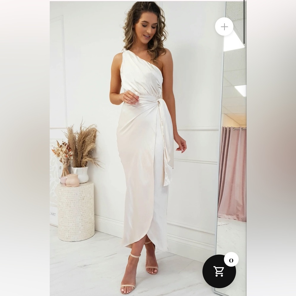Satin one shoulder midi dress